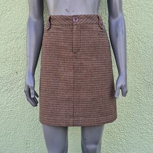 Eddie Bauer (India) Ladies Houndstooth Wool Blend Brown, Cream Skirt